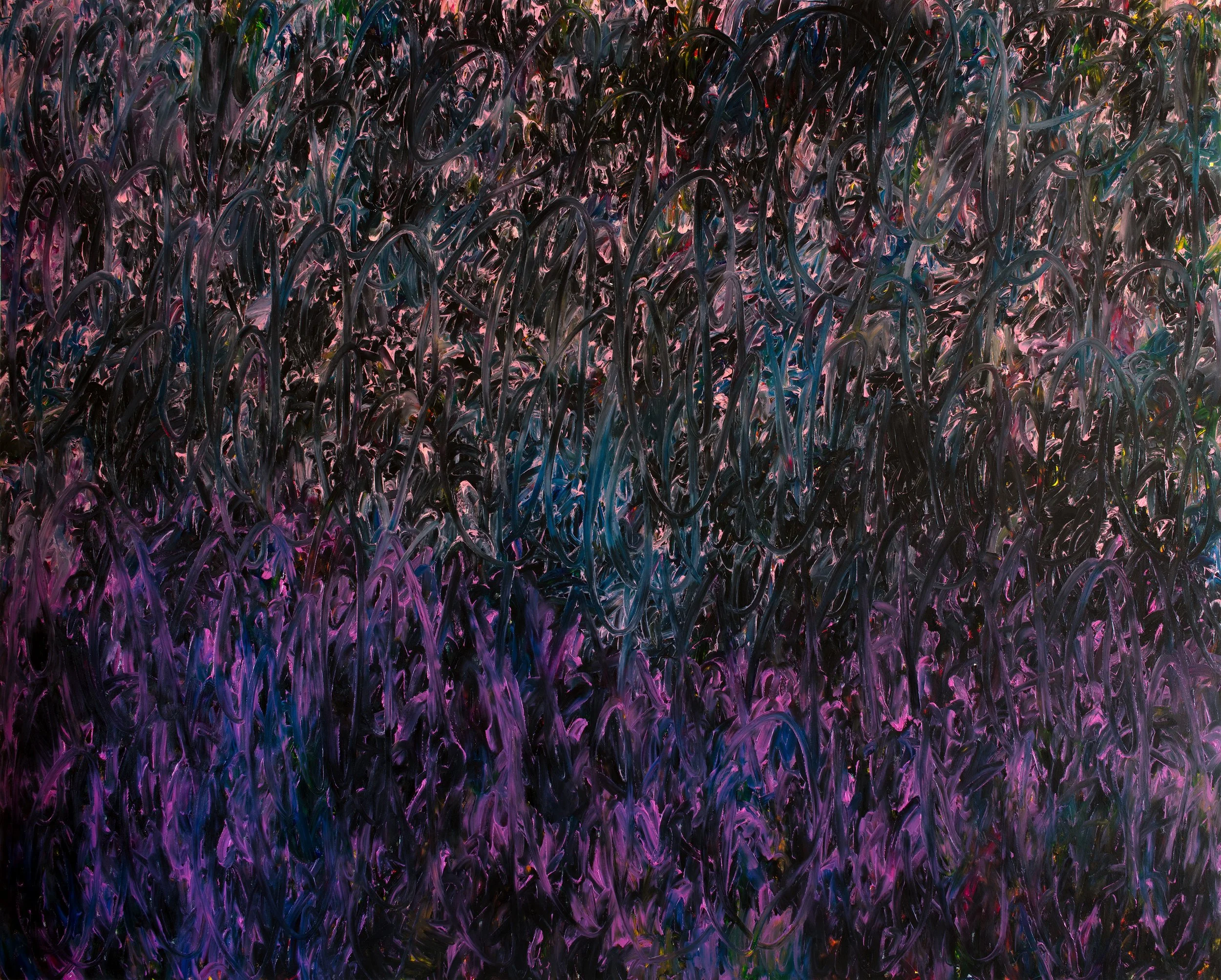 Avenue of gumtrees after Tinus de Jongh, palm of left hand and right pointing finger, Oil on canvas, 188 x 235 cm, 2026