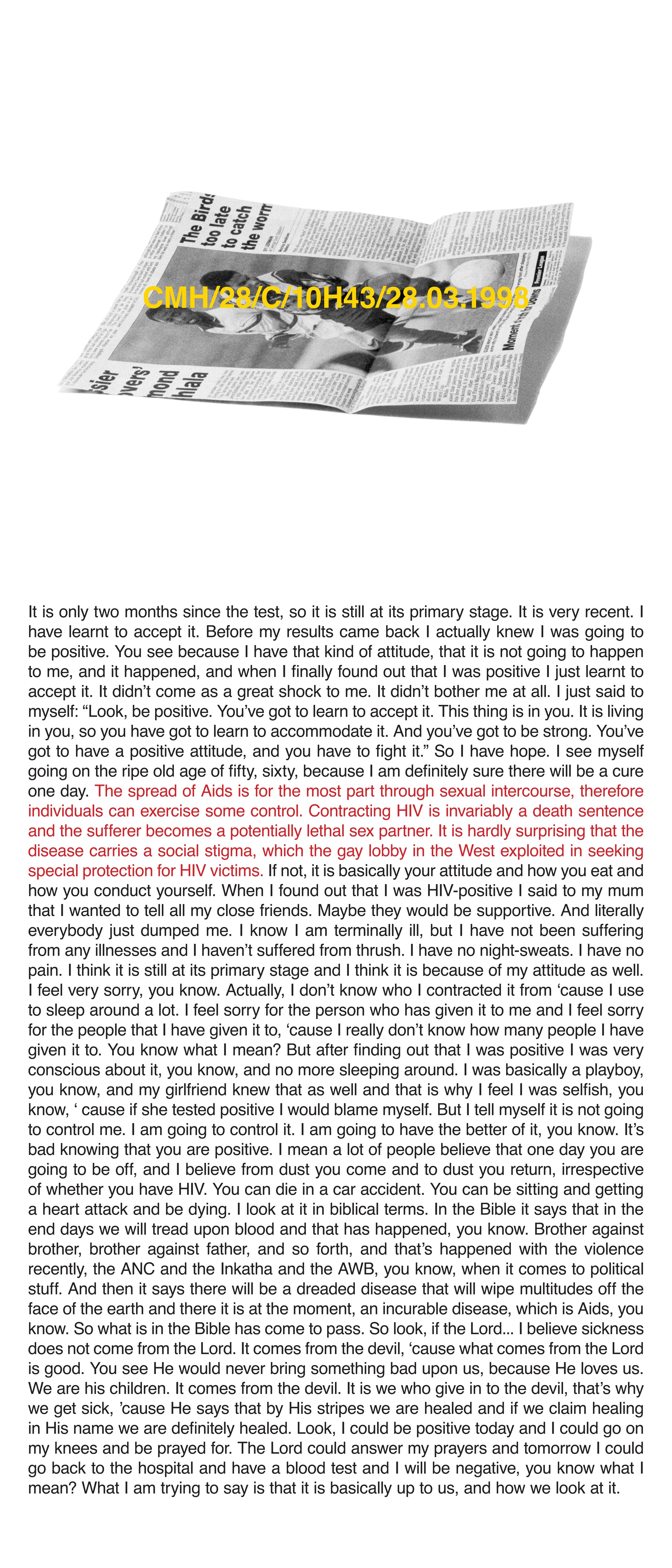 CMH/28/C/10H43/28.03.1998, Inkjet print on vinyl, 140 x 60 cm, 1998
