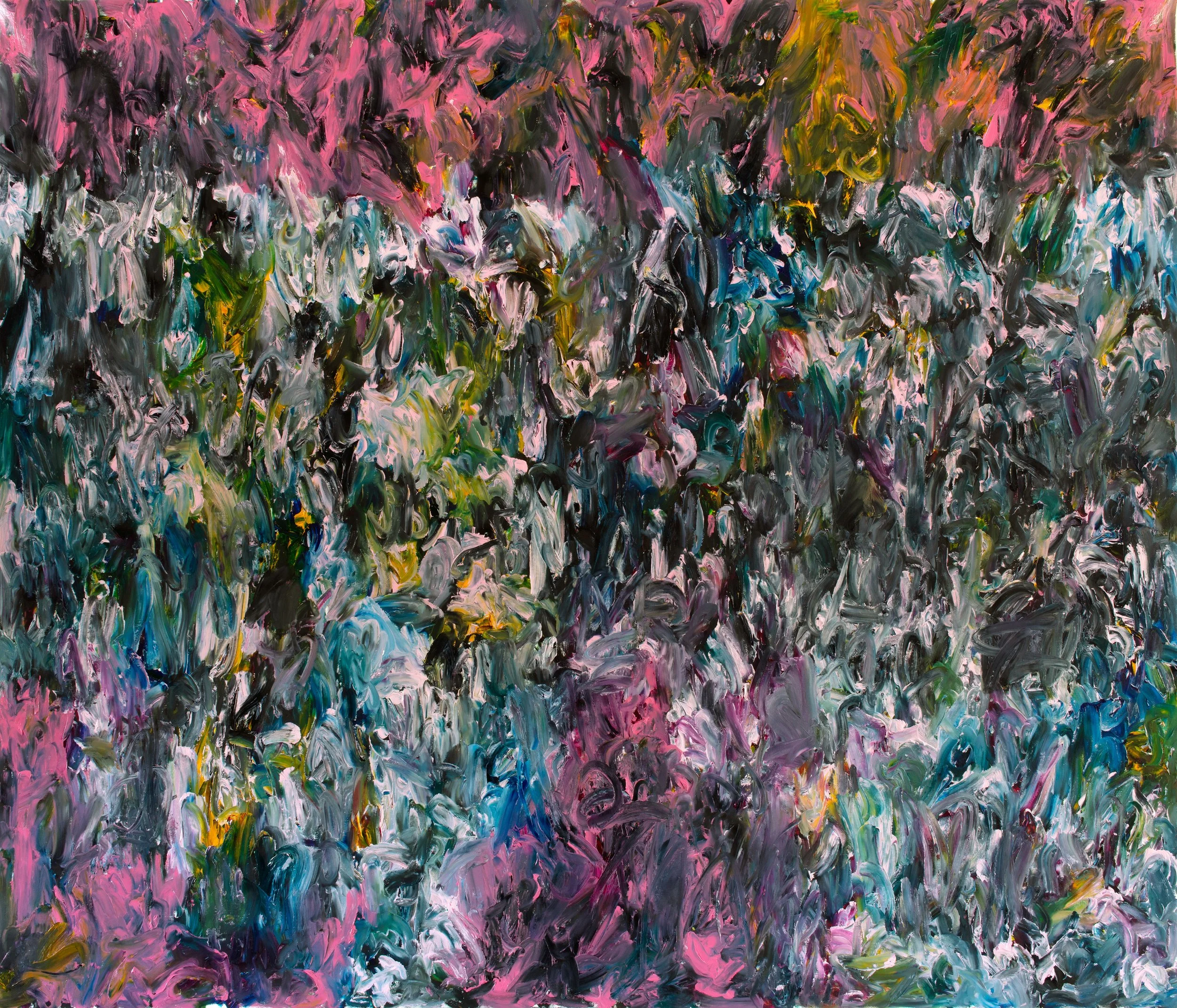 Avenue of gumtrees after Tinus de Jongh, fingers and fists of both hands Oil on canvas, 156 x 180 cm, 2026