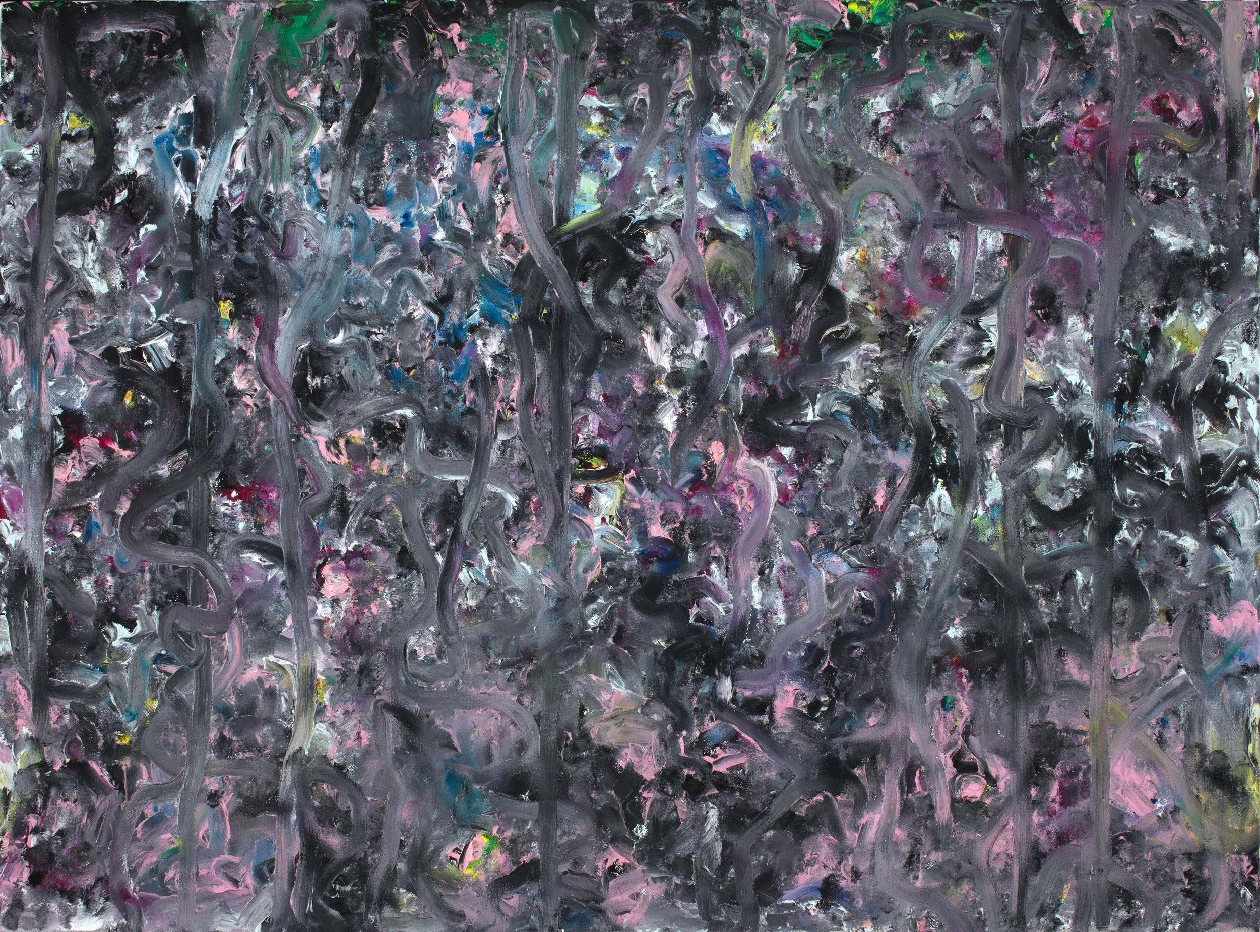 Avenue of gumtrees after Tinus de Jongh, fingers of left hand and right fist, Oil on canvas, 69 x 91 cm, 2026