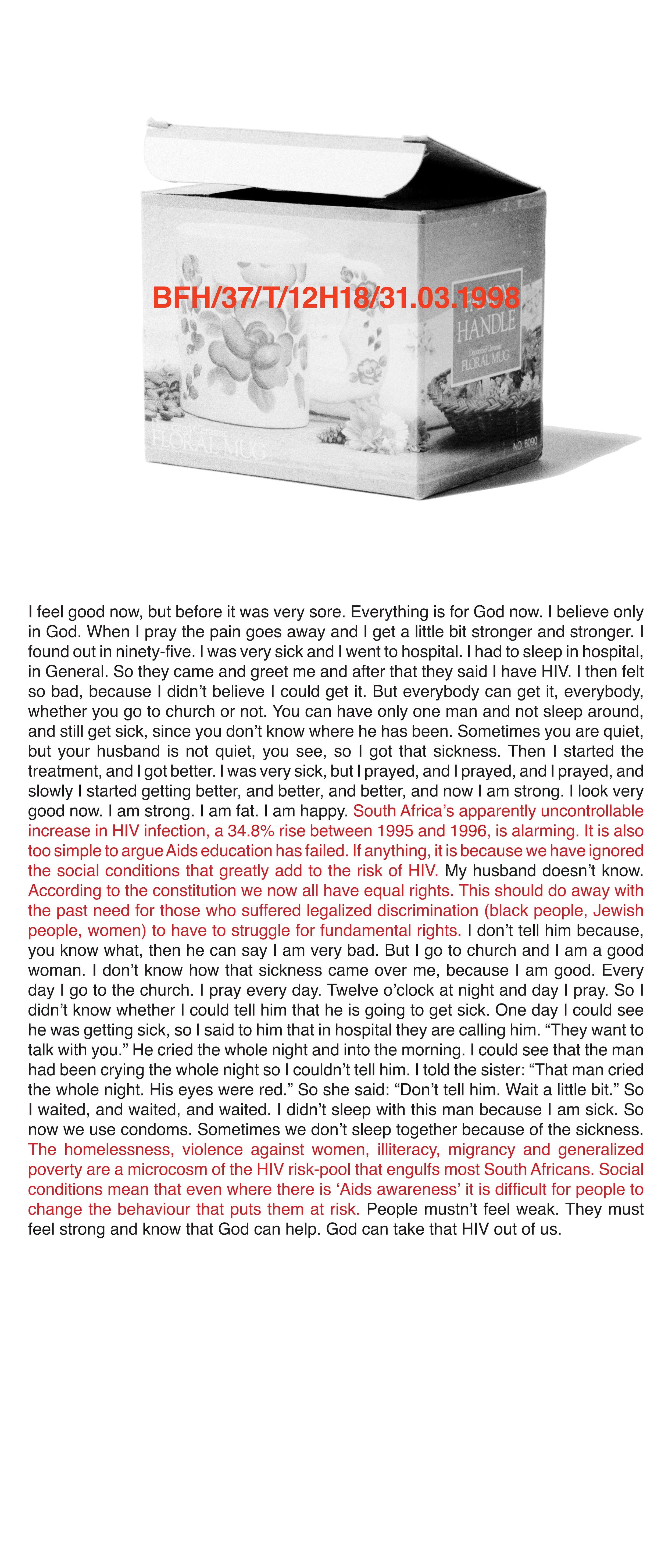 BFH/37/T/12H18/31.03.1998, Inkjet print on vinyl, 140 x 60 cm, 1998

