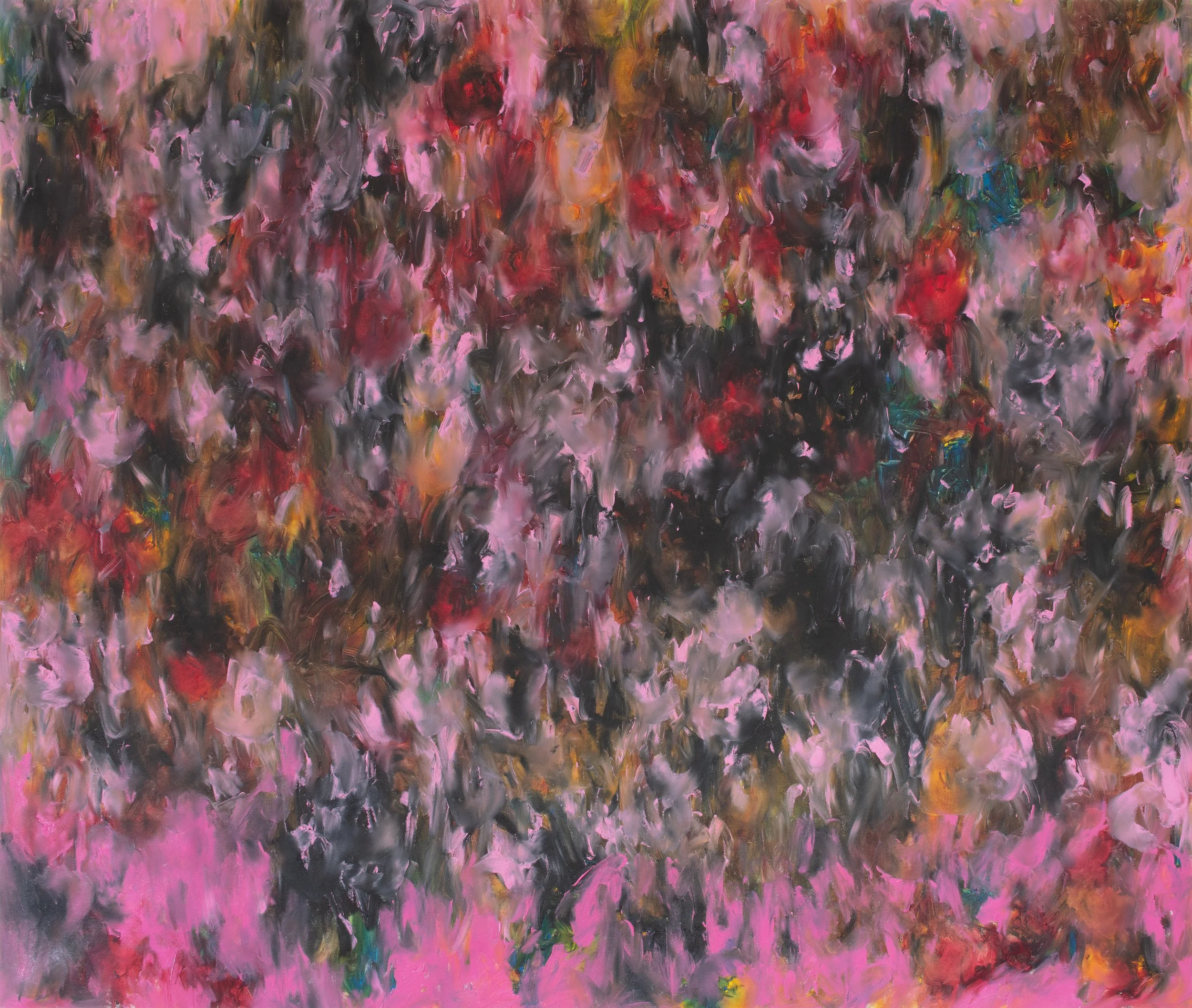 Avenue of gumtrees after Tinus de Jongh, palm of left hand and right fingers, Oil on canvas, 160 x 190 cm, 2026