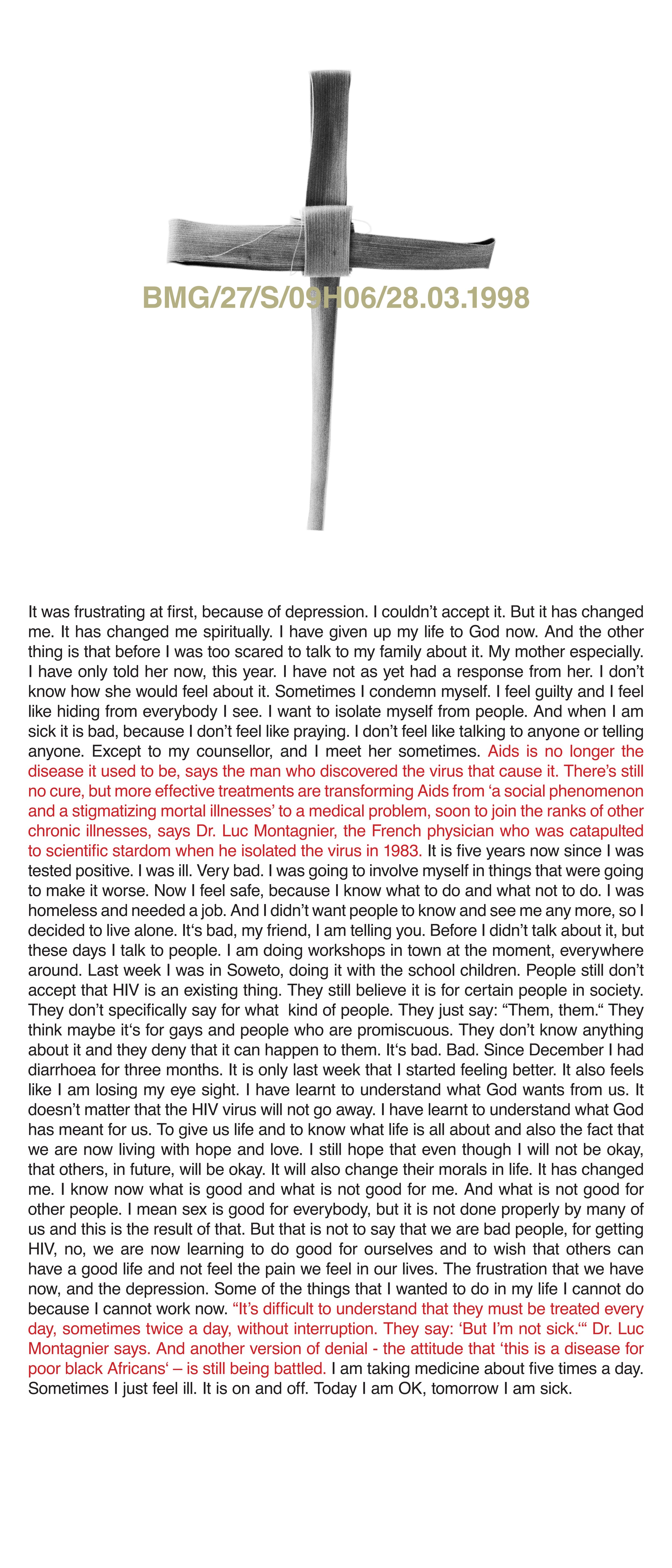 BMG/27/S/09H06/28.03.1998, Inkjet print on vinyl, 140 x 60 cm, 1998
