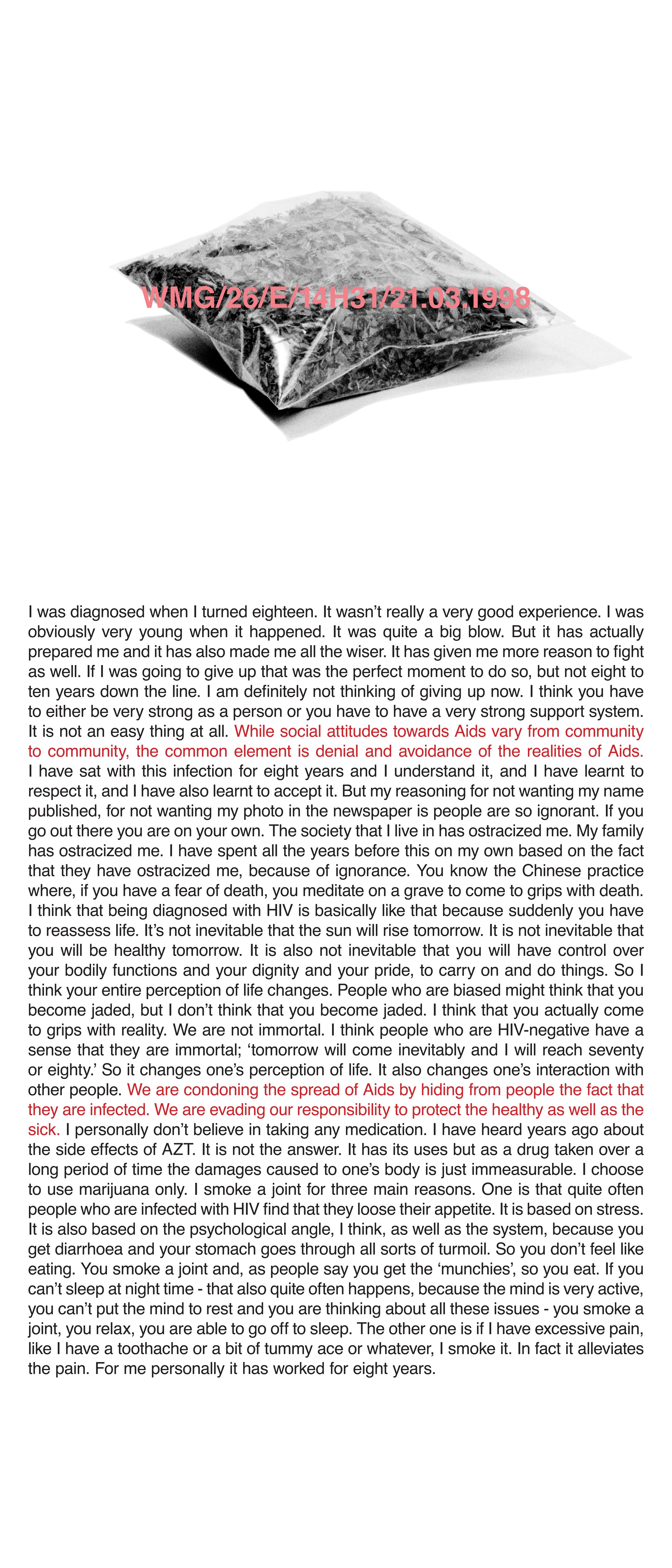 WMG/26/E/14H31/21.03.1998, Inkjet print on vinyl, 140 x 60 cm, 1998
