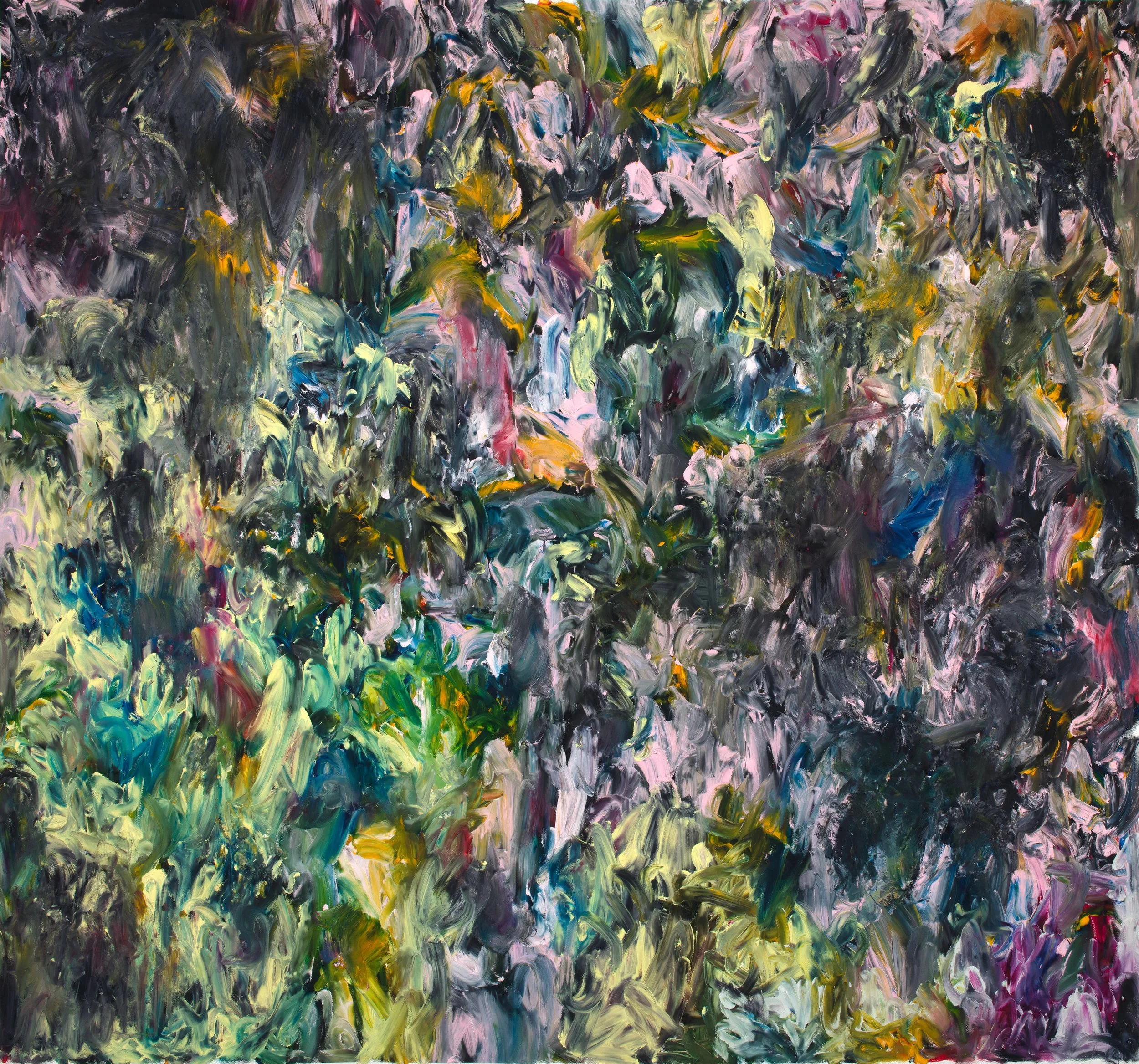 Avenue of gumtrees after Tinus de Jongh, fingers of left hand and right fist, Oil on canvas, 129 x 140 cm, 2026