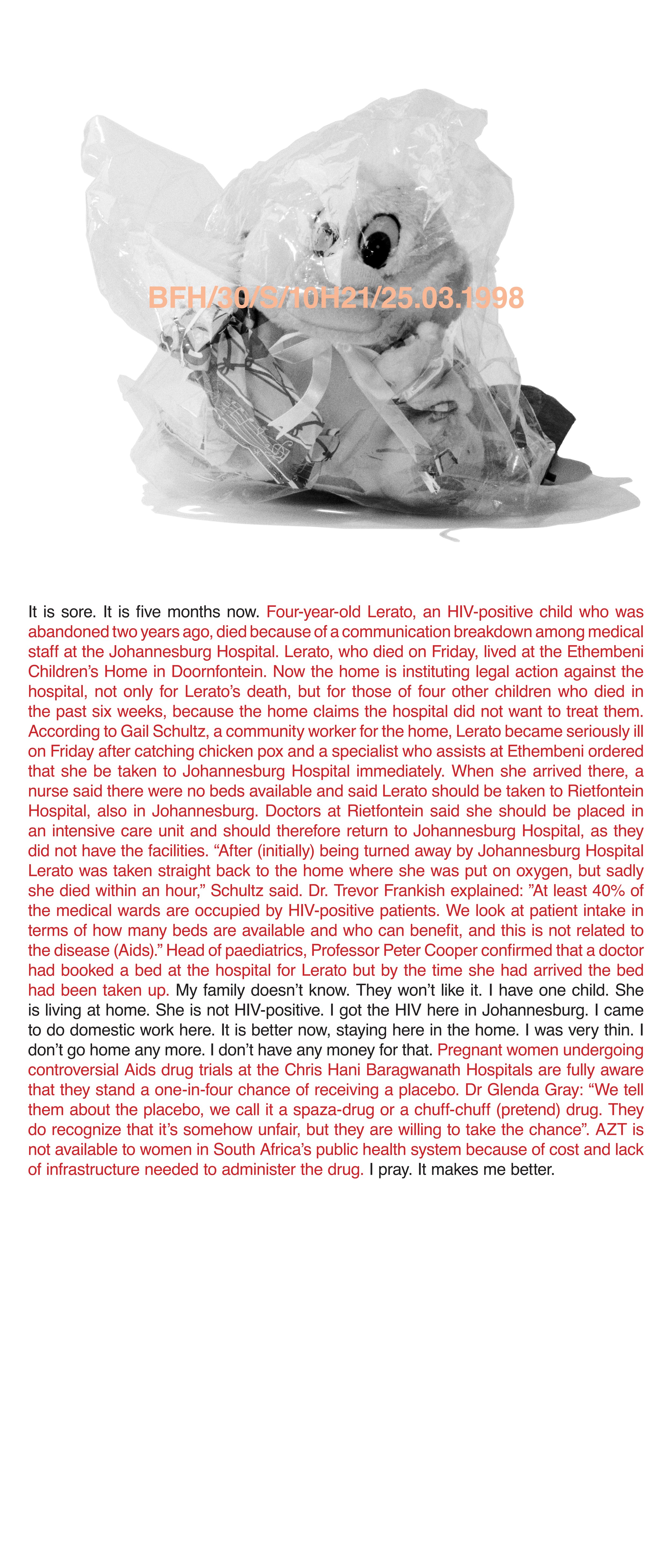 BFH/30/S/10H21/25.03.1998, Inkjet print on vinyl, 140 x 60 cm, 1998

