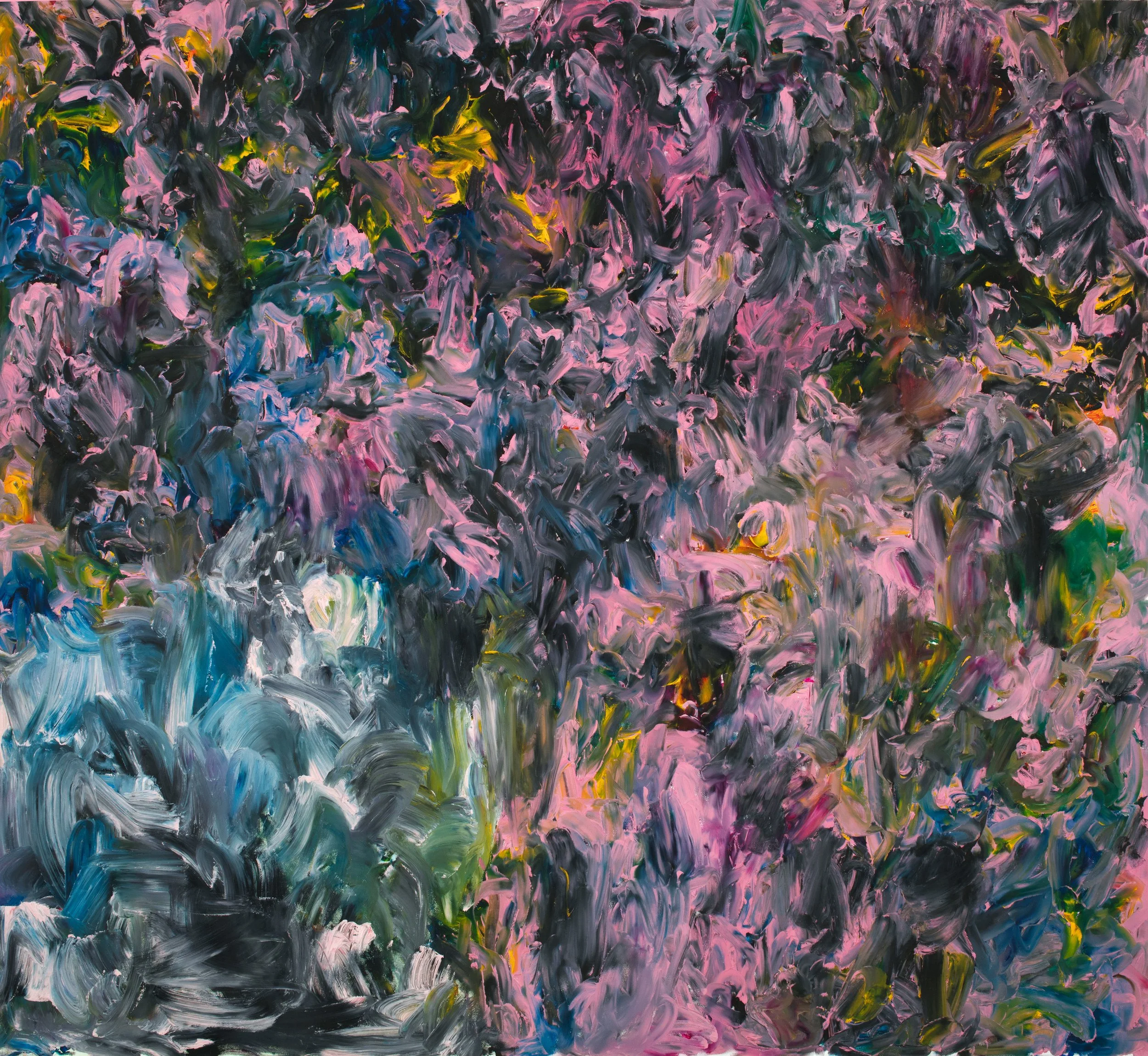 Avenue of gumtrees after Tinus de Jongh, fingers of left hand and right fist, Oil on canvas, 128 x 140 cm, 2026