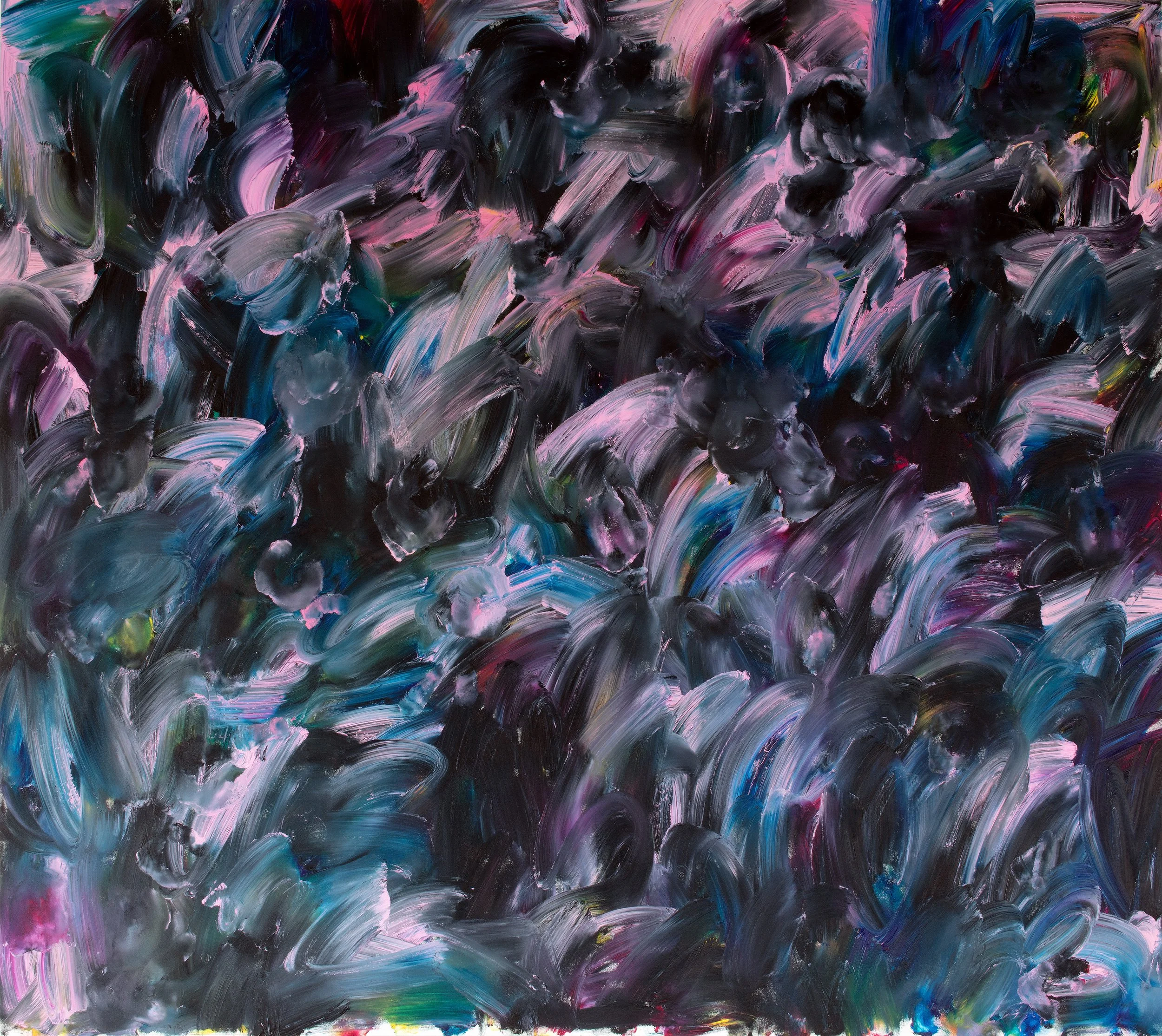 Avenue of gumtrees after Tinus de Jongh, left palm and right fist, Oil on canvas, 161 x 180 cm, 2026