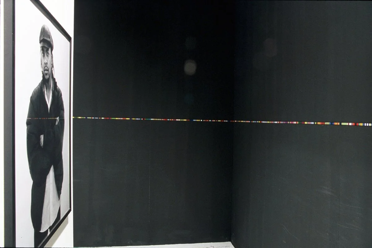 United colours, installation view, Military ribbons, framed black-and-white photographs, artist book, 2002