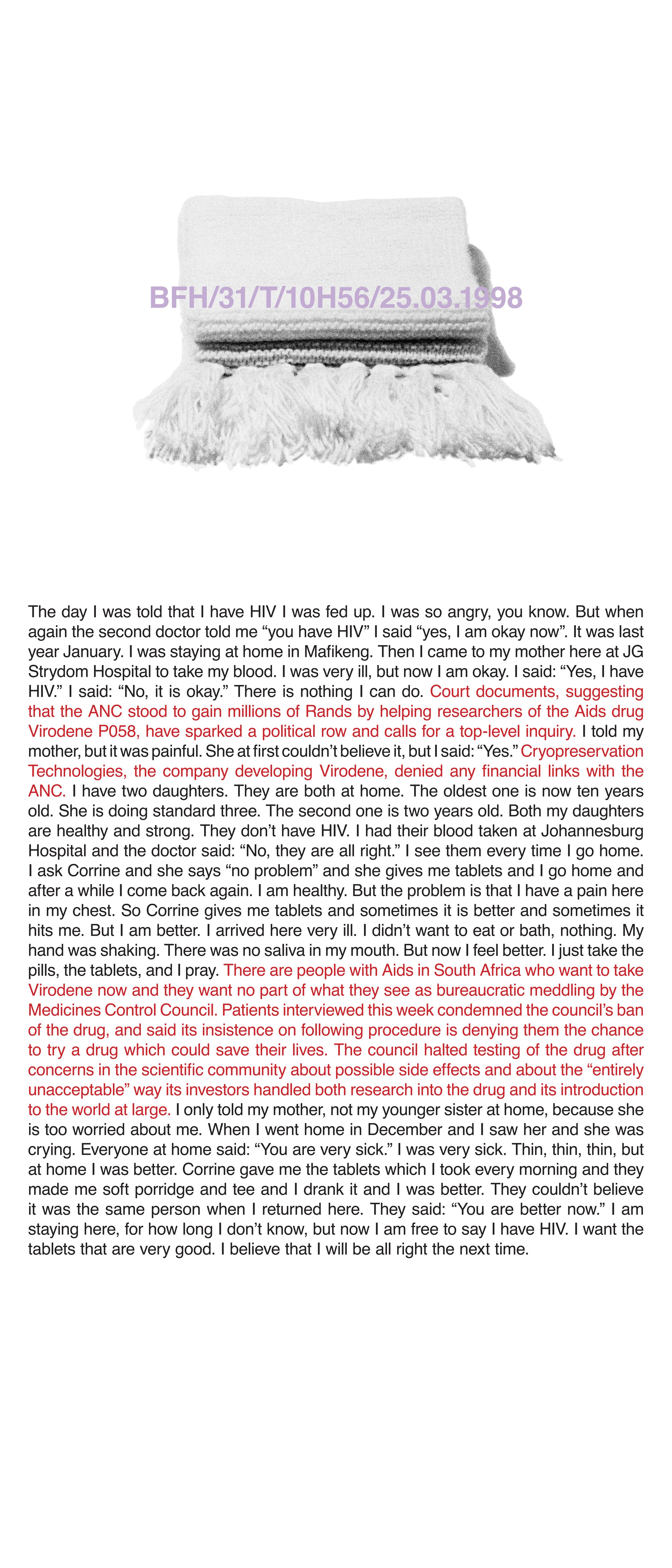 BFH/31/T/10H56/25.03.1998, Inkjet print on vinyl, 140 x 60 cm, 1998
