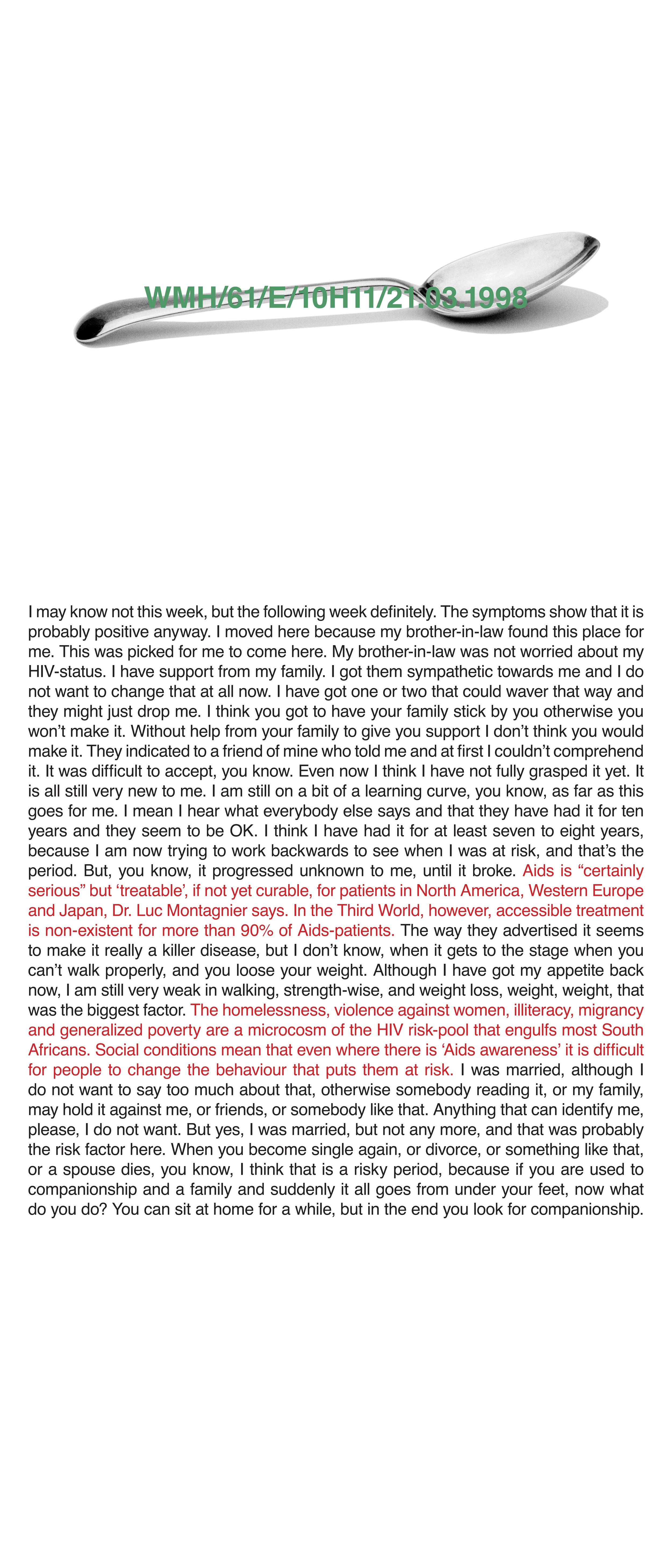 WMH/61/E/10H11/21.03.1998, Inkjet print on vinyl, 140 x 60 cm, 1998
