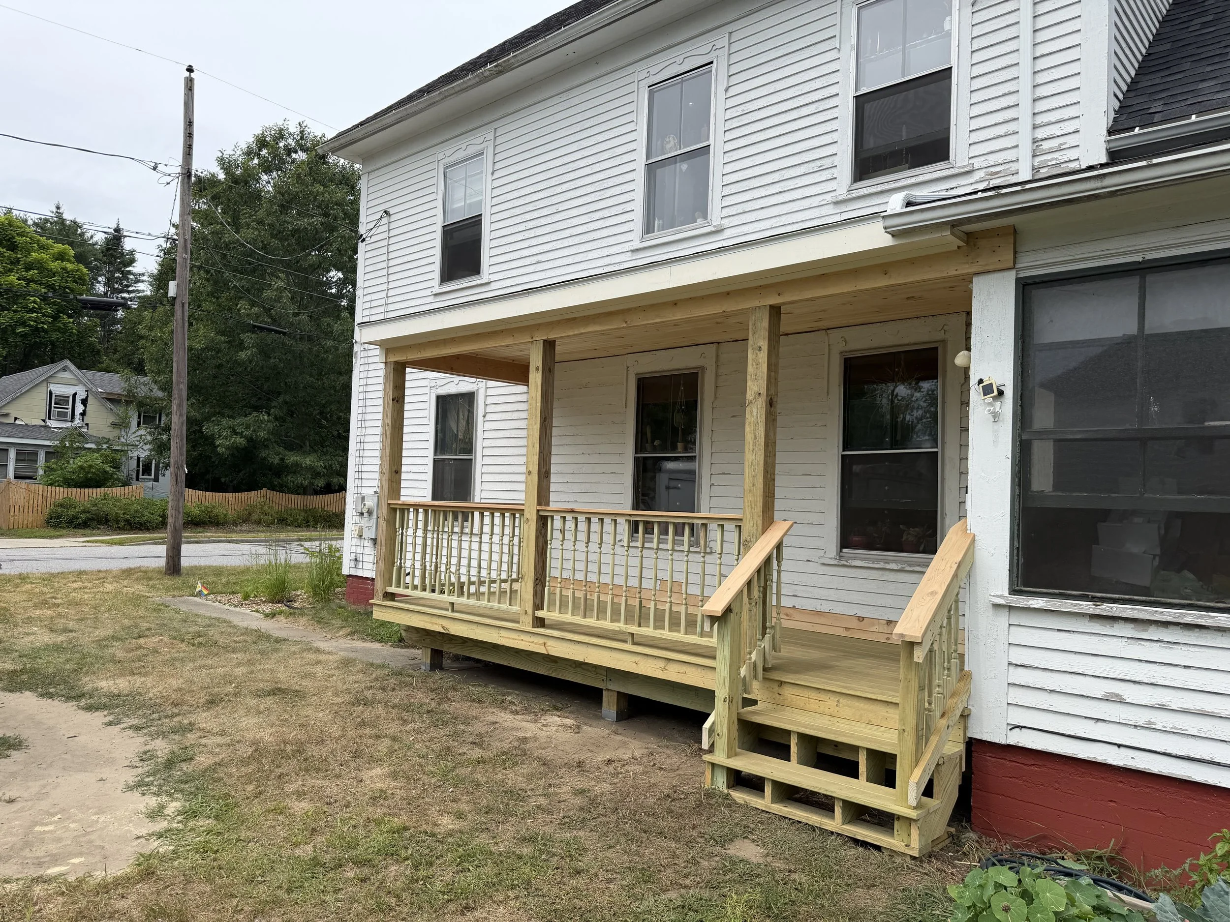 covered porch and stairs