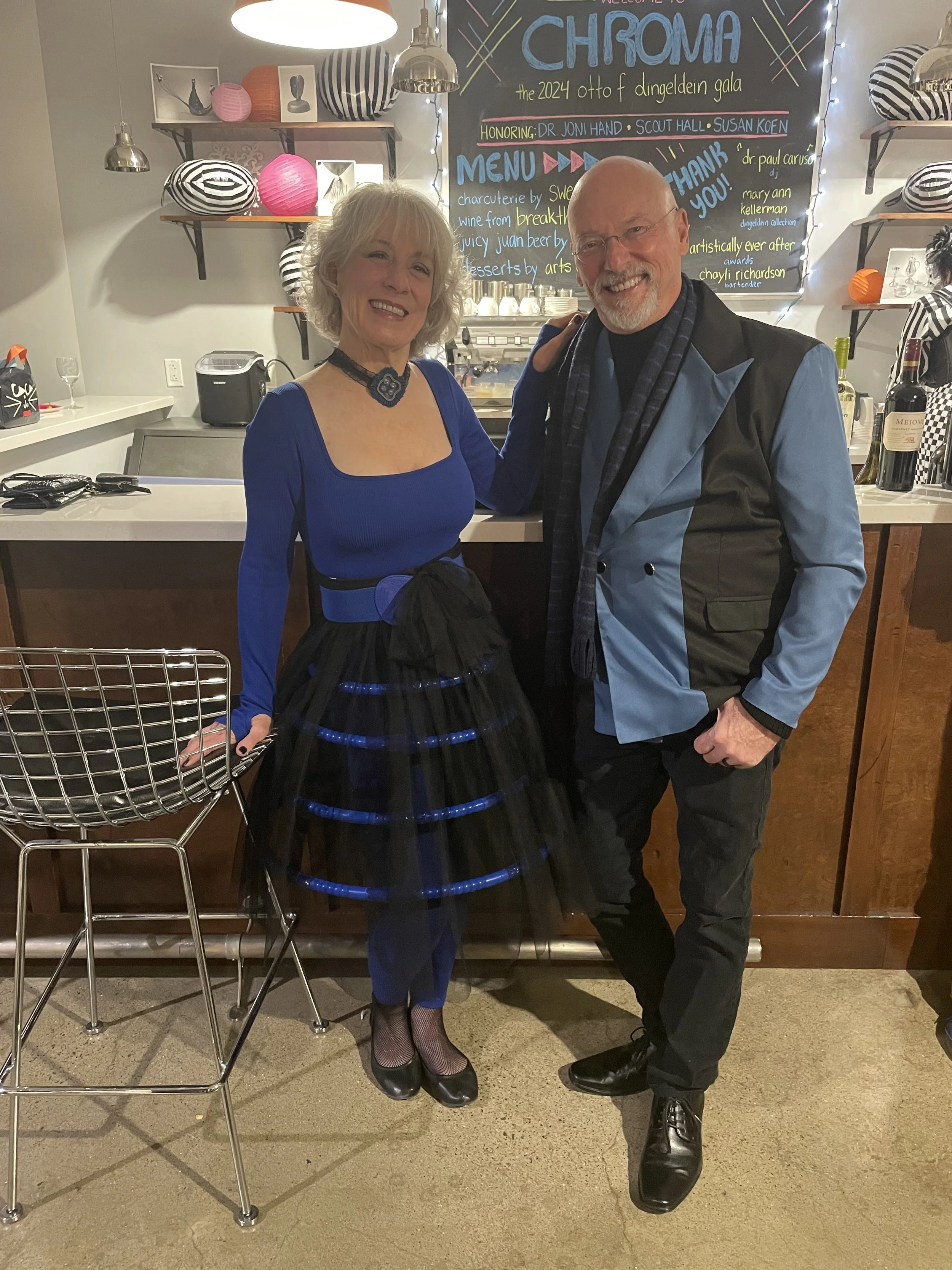 We loved seeing the custom CHROMA outfits! Lisa and Kurt were inspired by Oskar Schlemmer's Bauhaus ballet!