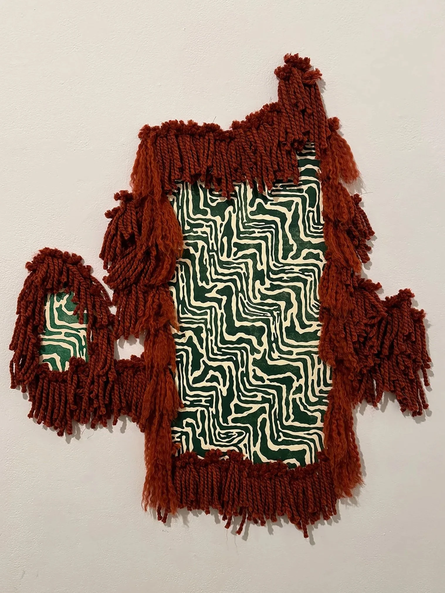 Sin Titulo (Woven Print), 2024
Lino Print, Wool,
32” x 18” 