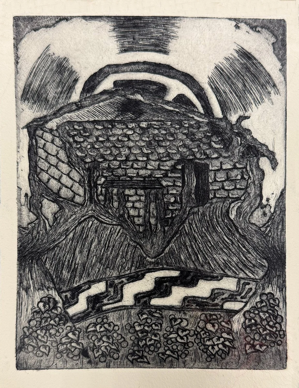 Las Raíces de mi Ancestros (Aquatint), 2024,
Copper intaglio print, 
6"x8"