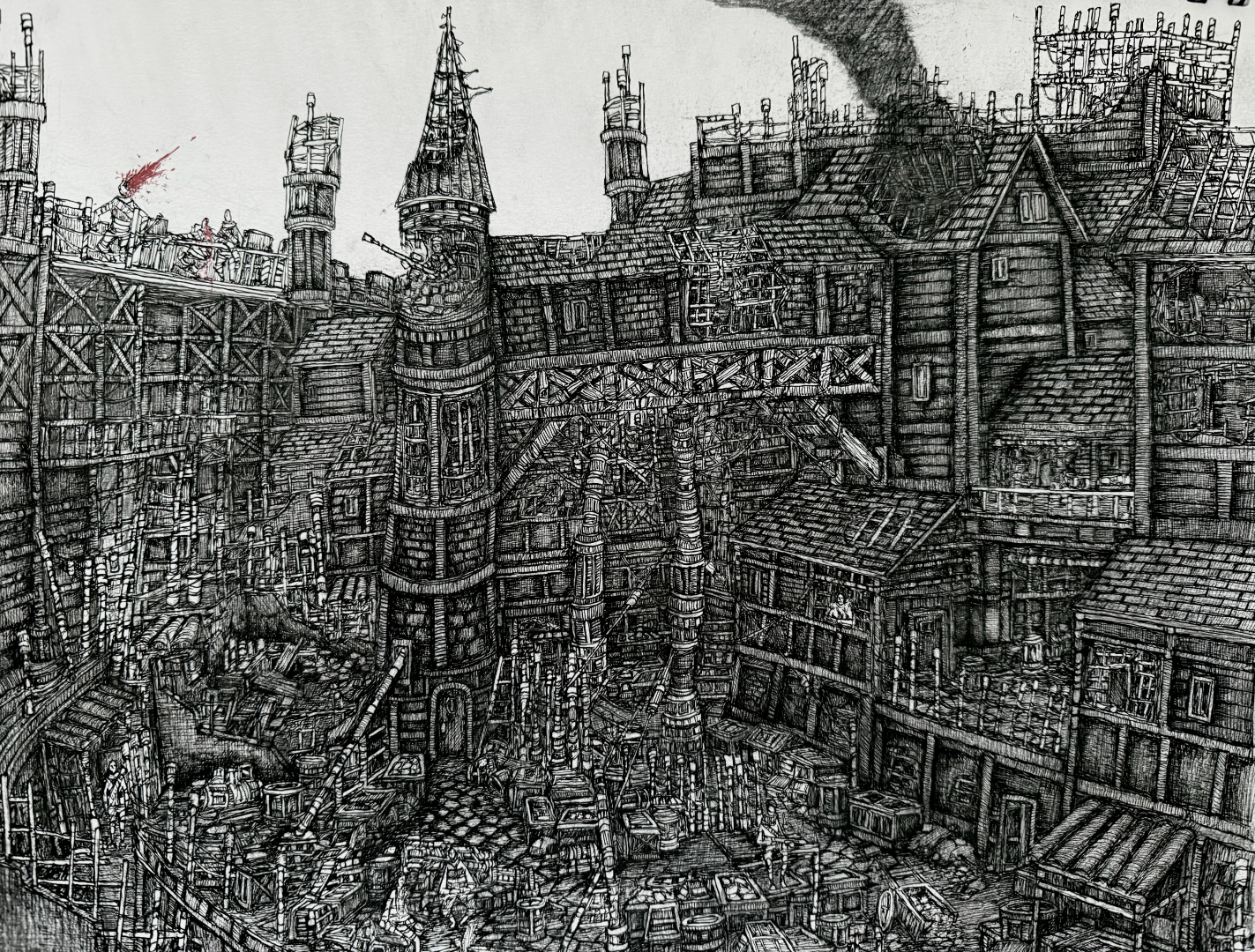 "'Fort Fireproof' Shortly Before its Incineration," 2025