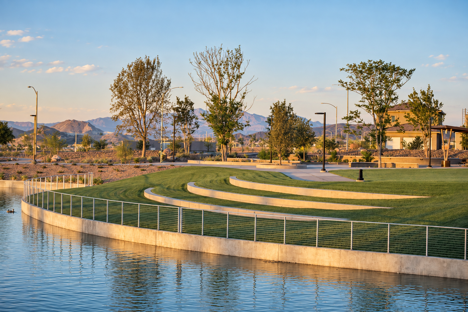 Cadence community park with mountains in Henderson, Nevada