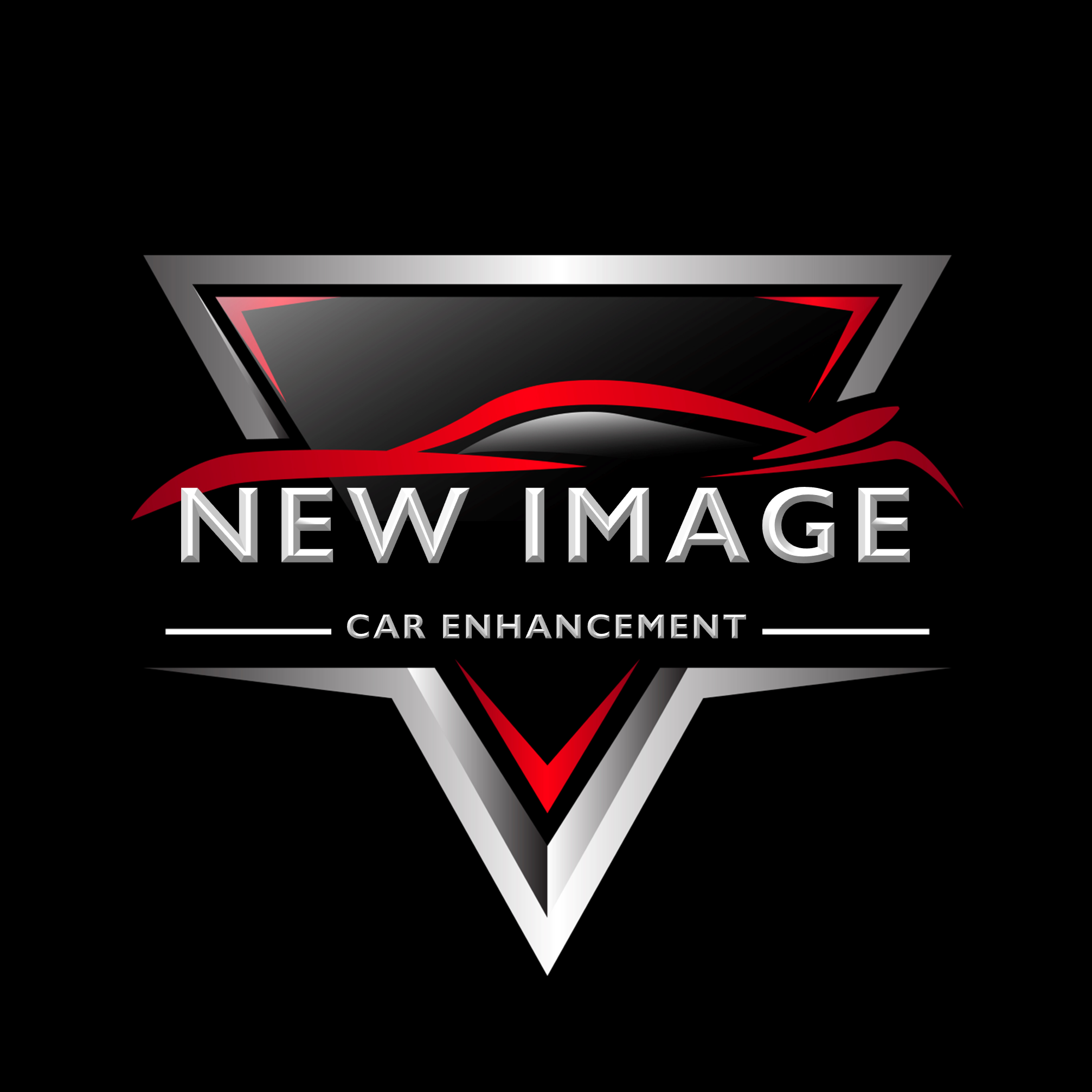 A logo featuring a stylized black and red Superman emblem with the words 'New Image Car Enhancement' underneath.