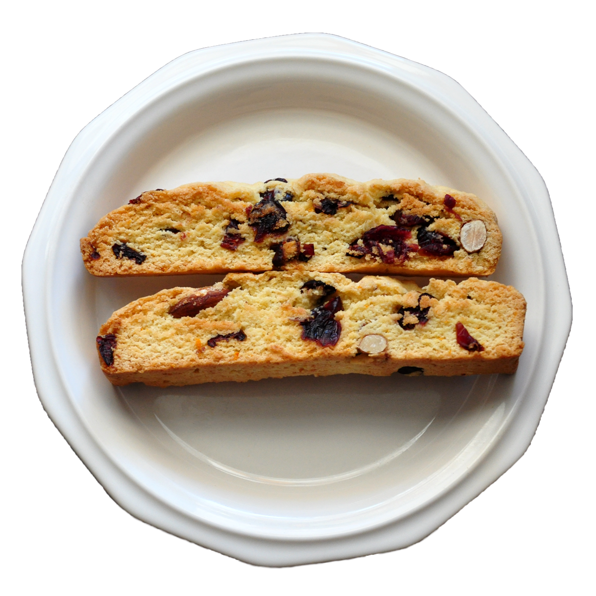 plate of cranberry, almond, orange biscotti
