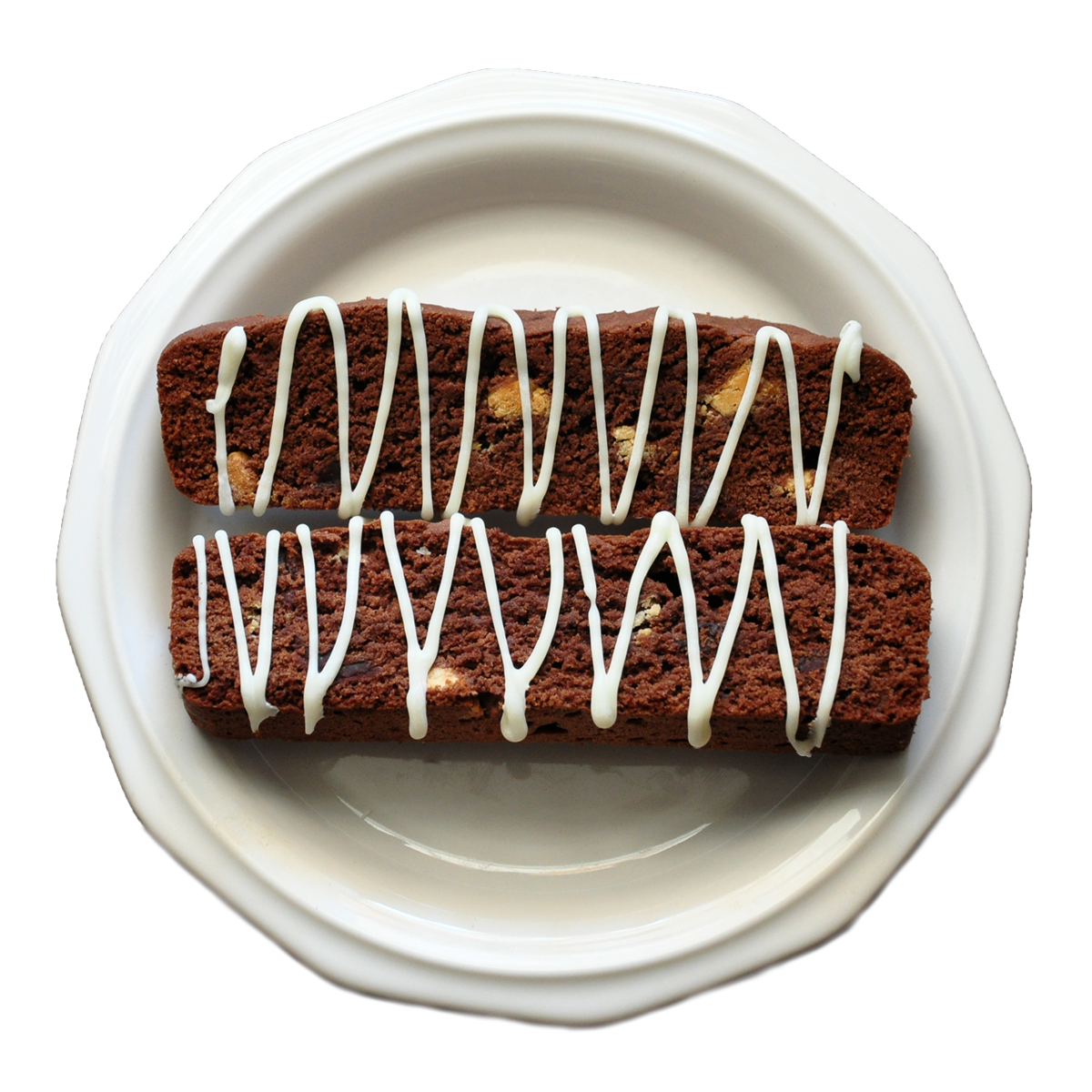 plate of triple chocolate biscotti cookies
