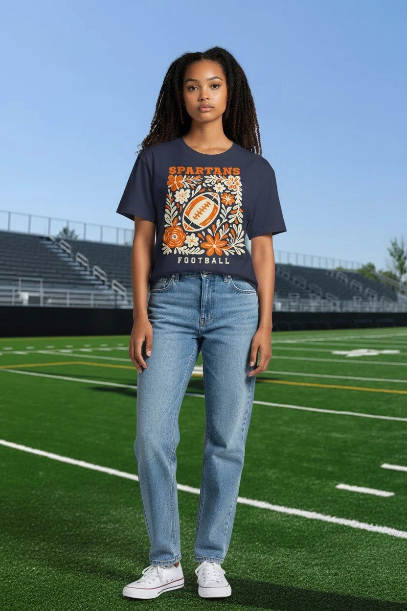 Spartans Orange and White Floral Football