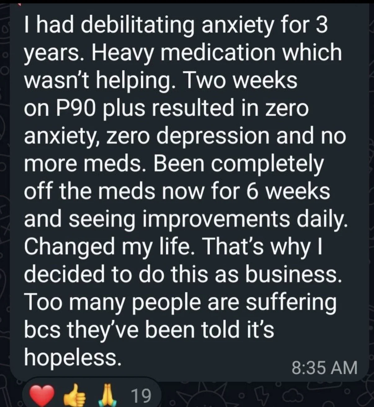 Testimonial of someone with debilitating anxiety and now doesn't need meds.