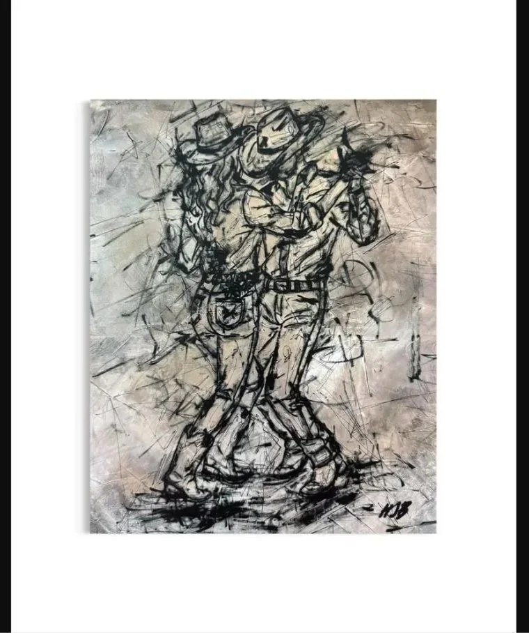 Western Cowboy Cowgirl Dancing Signed Art Print