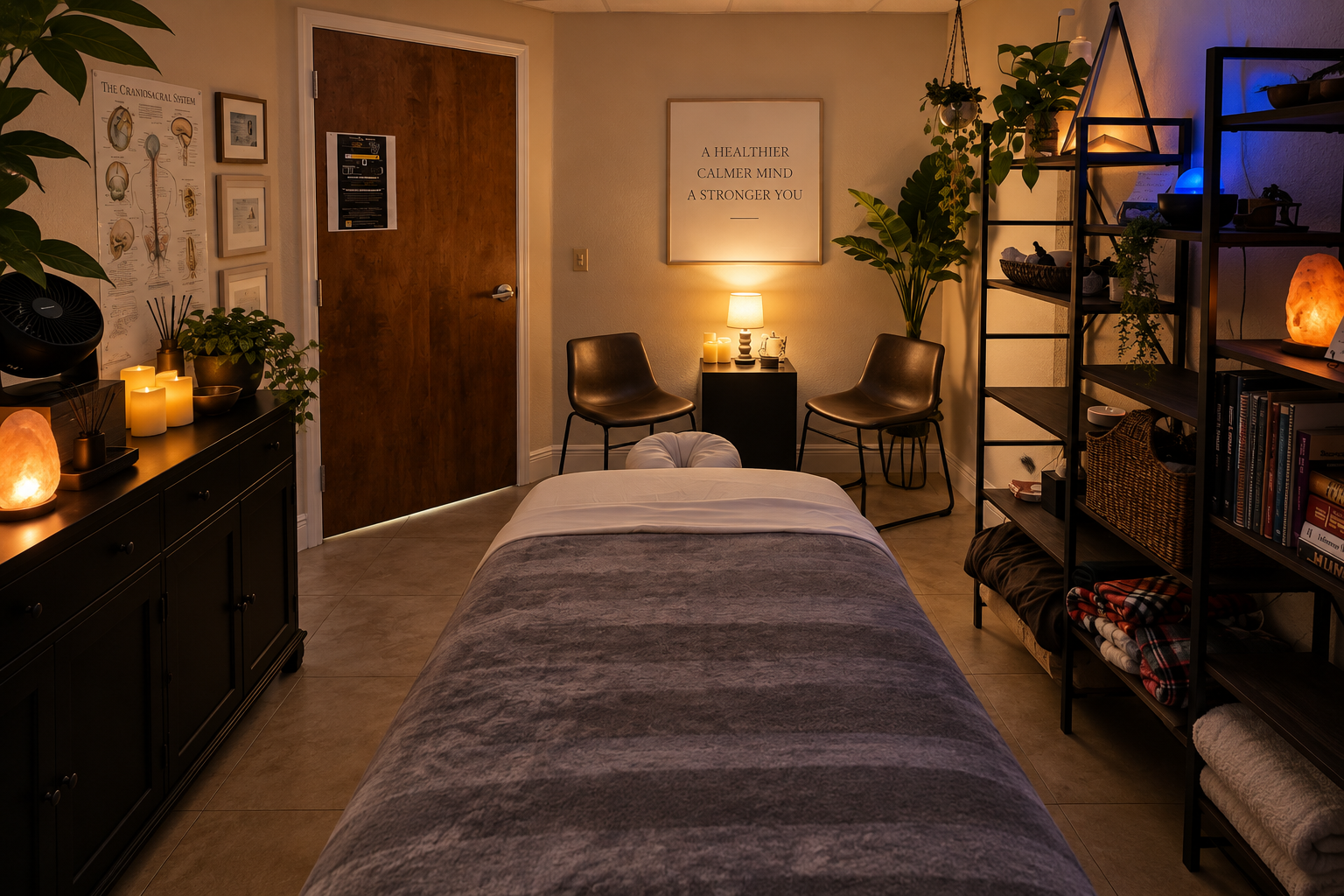 Massage therapy treatment room at Nikki and Jonah Salomon's Maitland practice