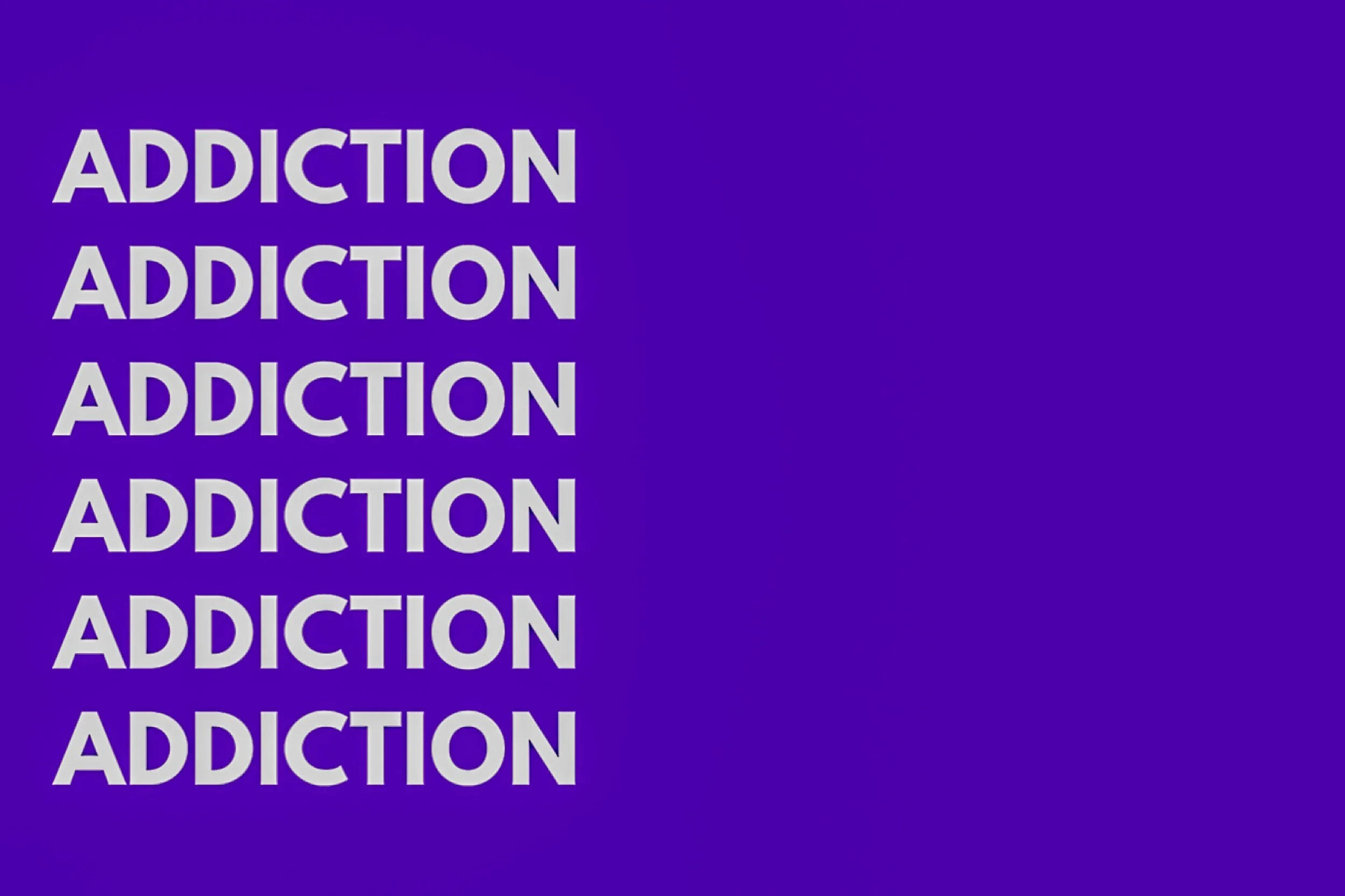 picture of the word addiction several times with another picture of intimacy overlapping it