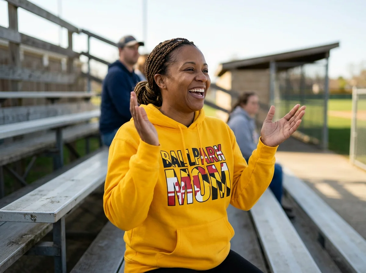 Ballpark Mom Maryland Flag Hoodie