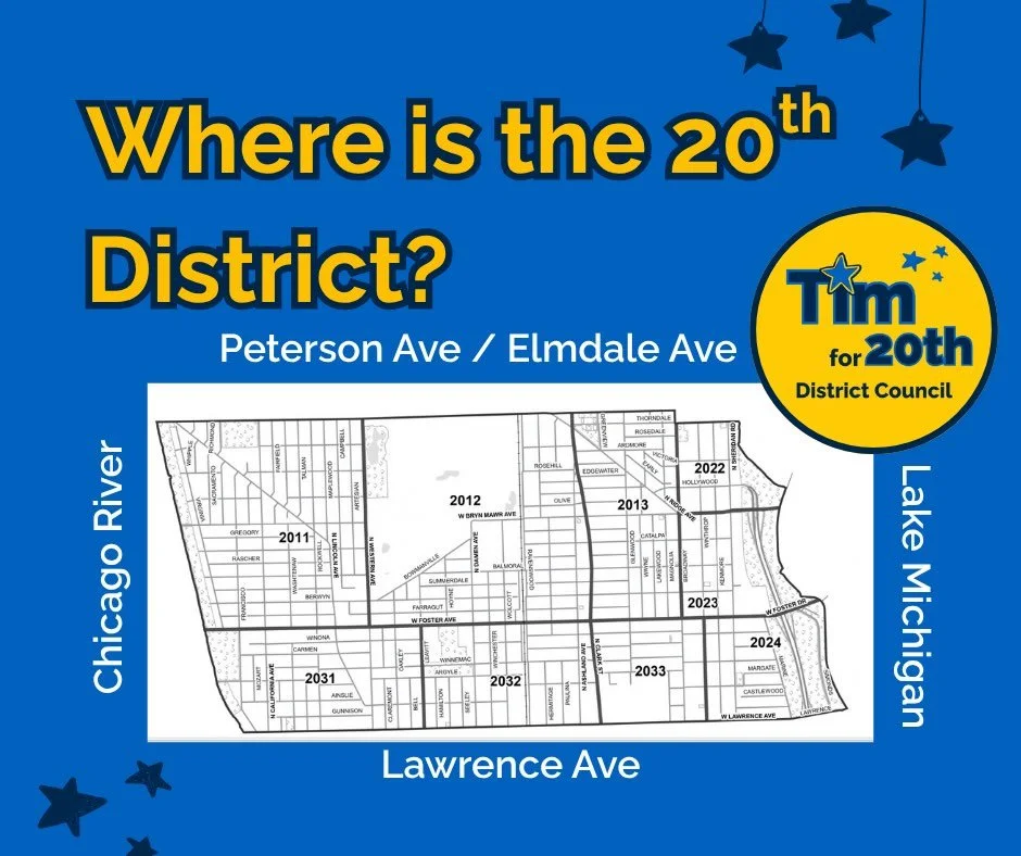 The 20th Police District boundaries are Peterson / Elmdale, Lawrence, the Lake, and the Chicago River.
.
This encompasses most of @the48thward, most of the @40thward, and also small parts of @46thwardchi, the 47th @aldermanmattmartin, the 39th @39thw