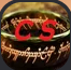 Close-up of a birthday cake with colorful decorations and the letters 'C S' on top.