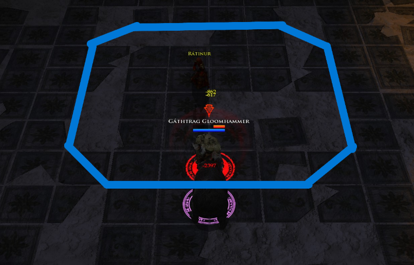 visual representation of the range of Harsh Call.