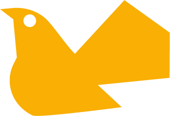 Stylized yellow bird with a black background