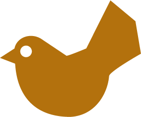 A simple, stylized brown bird silhouette on a black background.