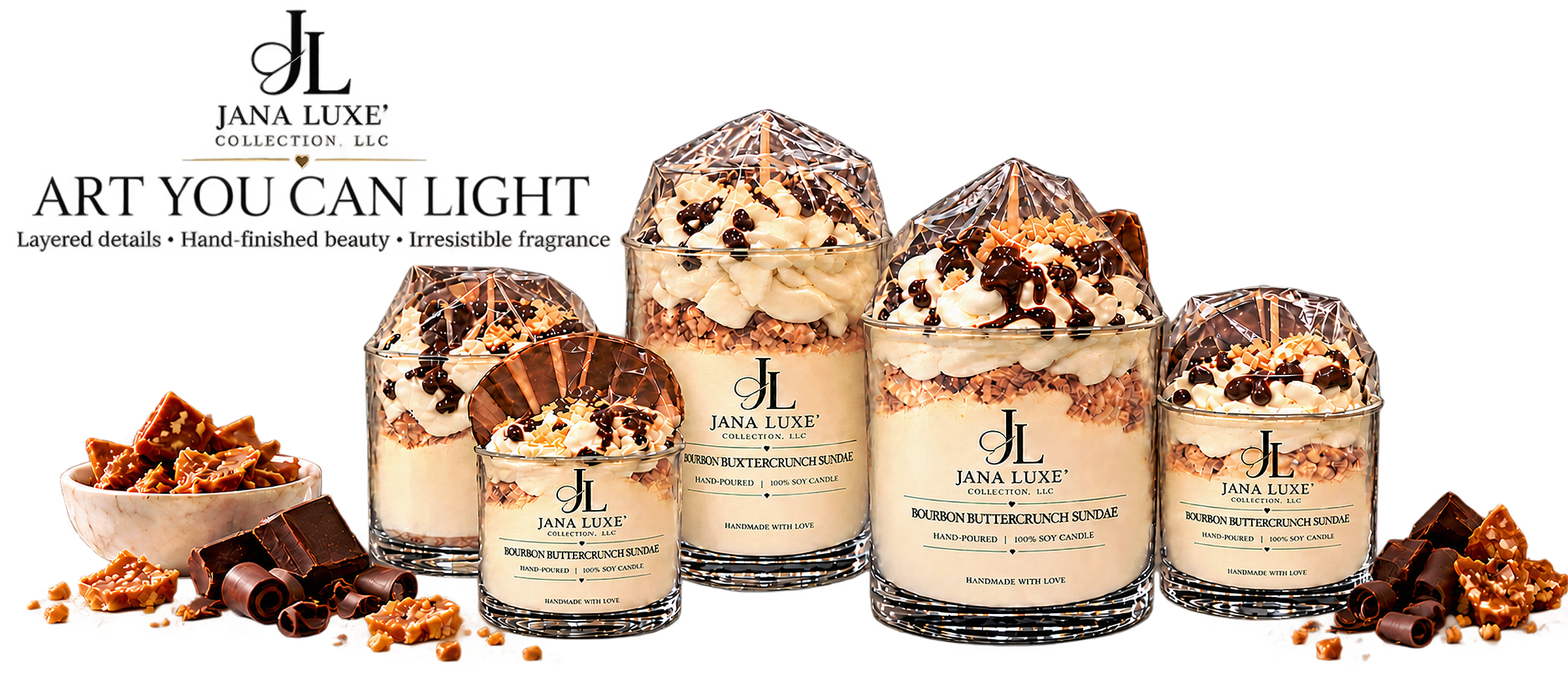 scented soy candles, wax melts, luxury candles, handcrafted candles, handmade soy candles, home fragrance, Jana Luxe Collection