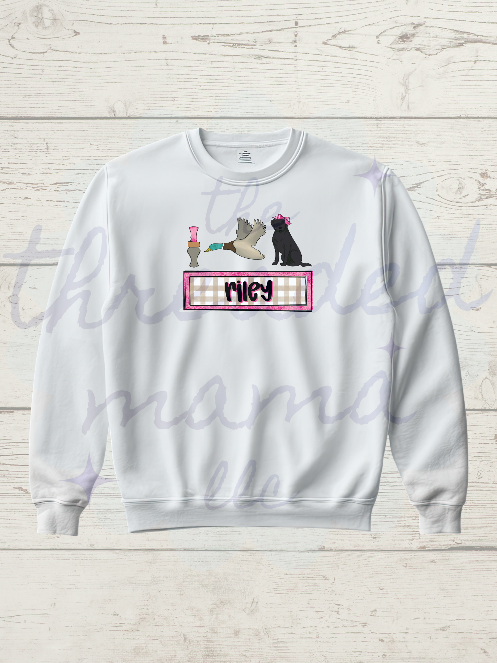 Kids Black Lab + Bow Name Sweatshirt