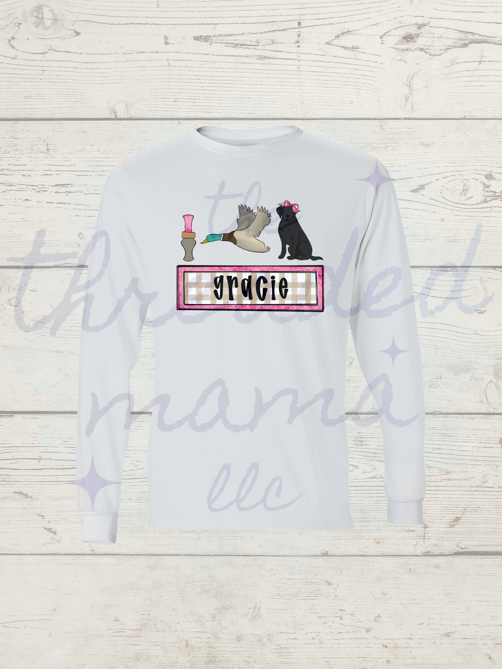 Little Kids Black Lab + Bow Hunting Name Longsleeve