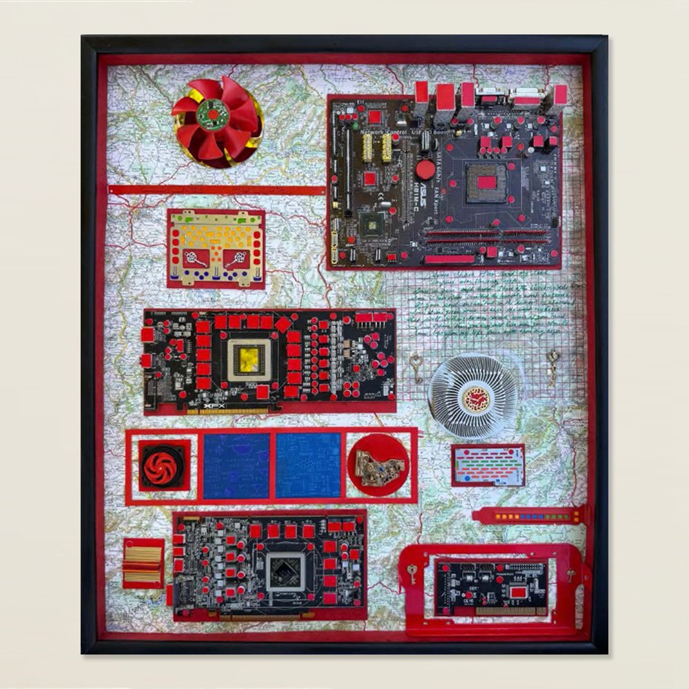 Connection across border - 2026 - Mixed media over canvas - 20x25"
