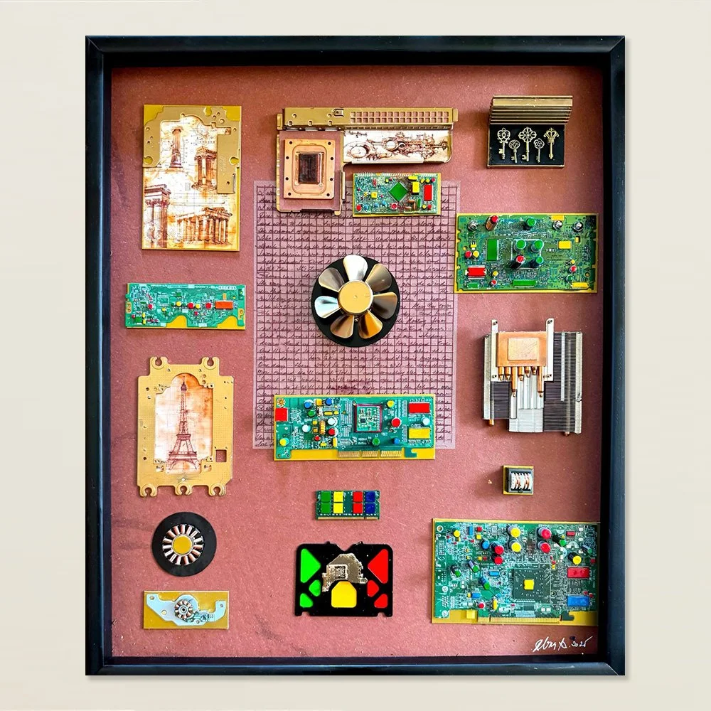 Eiffel Codes - 2026 - Mixed media over canvas - 20x24"