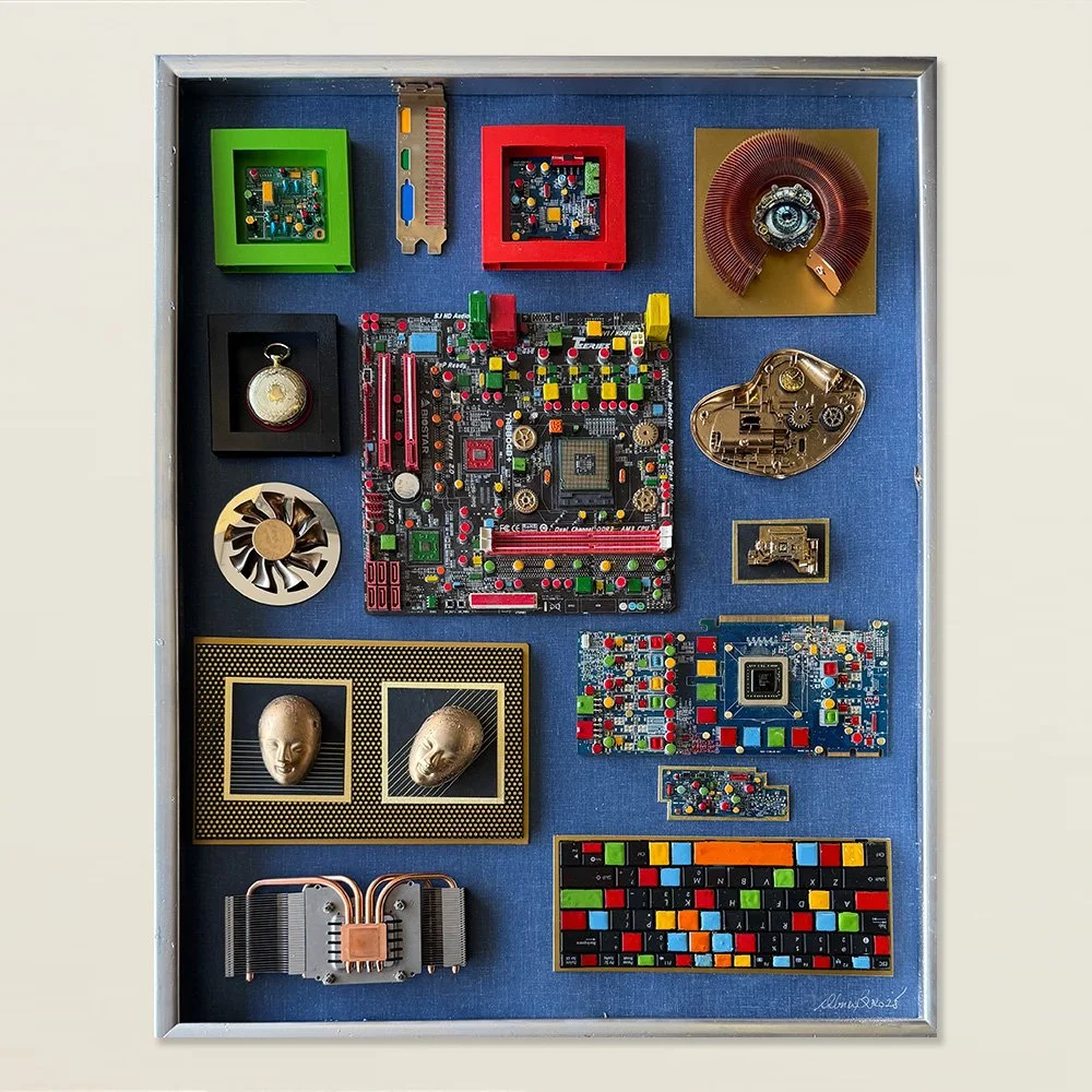 Data Dreams - 2026 - Mixed media over canvas - 23x29"