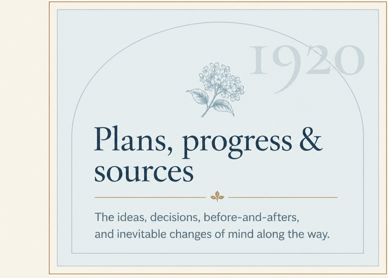 Plans, progress & sources — ideas, decisions, before-and-afters, and renovation details from our 1920s Georgian.