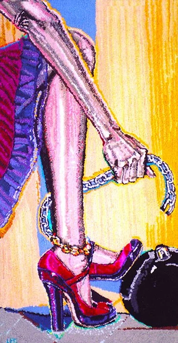 Ankle Chain, 2007, discarded clothing, 42 x 23 in