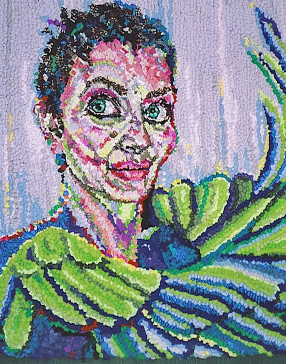 Self Portrait as a Bird, 2006, discarded clothing, 22 x 22 in