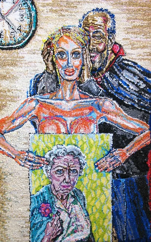 Before and After (Plastic Fantastic Makeover), 2003, discarded clothing, plastic bags, 68 x 44 in