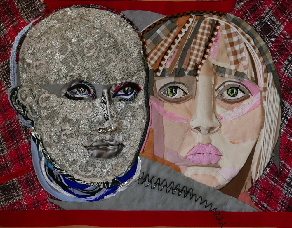 Nowhere to Run Nowhere to Hide, 2026, organic & synthetic discarded clothing, metal found objects, yarn, 27x20