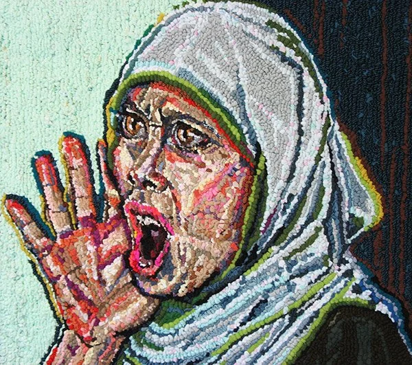 Protest, 2012, discarded clothing, 22 x 22 inches