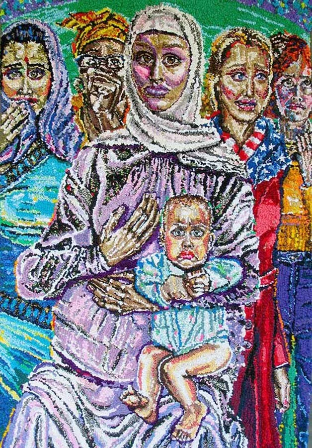 When Mothers Can't Mother, 2003, discarded clothing, 63 x 41 in