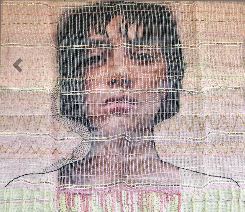Distortion, 2024, discarded clothing, plastic mesh, photo, human hair, thread, yarn, 26 x 26 x 2 in
Reality and Identity distortion, distorting what it means to be human
