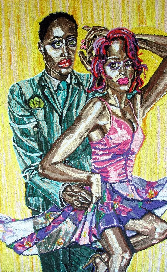 Salsa Cures Sadness, 2002, discarded clothing, 60 x 42 inches
